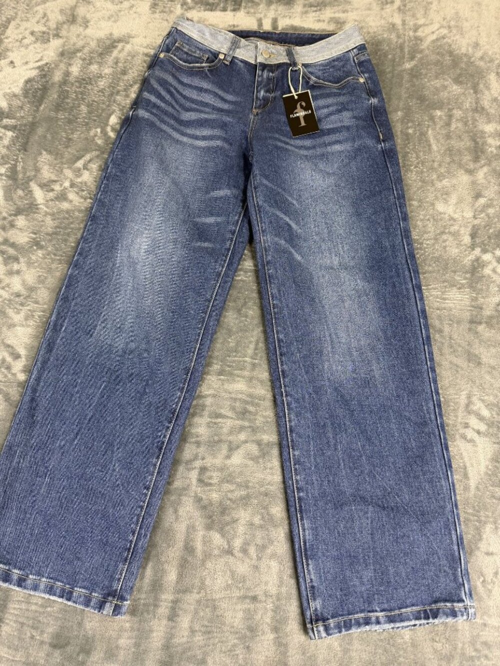Flamingoals Womens Wide-Leg Blue Denim Jeans M NWT